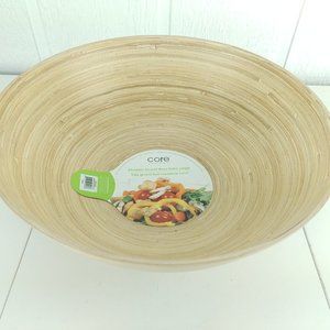 Core Bamboo Modern Round Bowl Extra Large Natural Grain Finish 13" Wide New